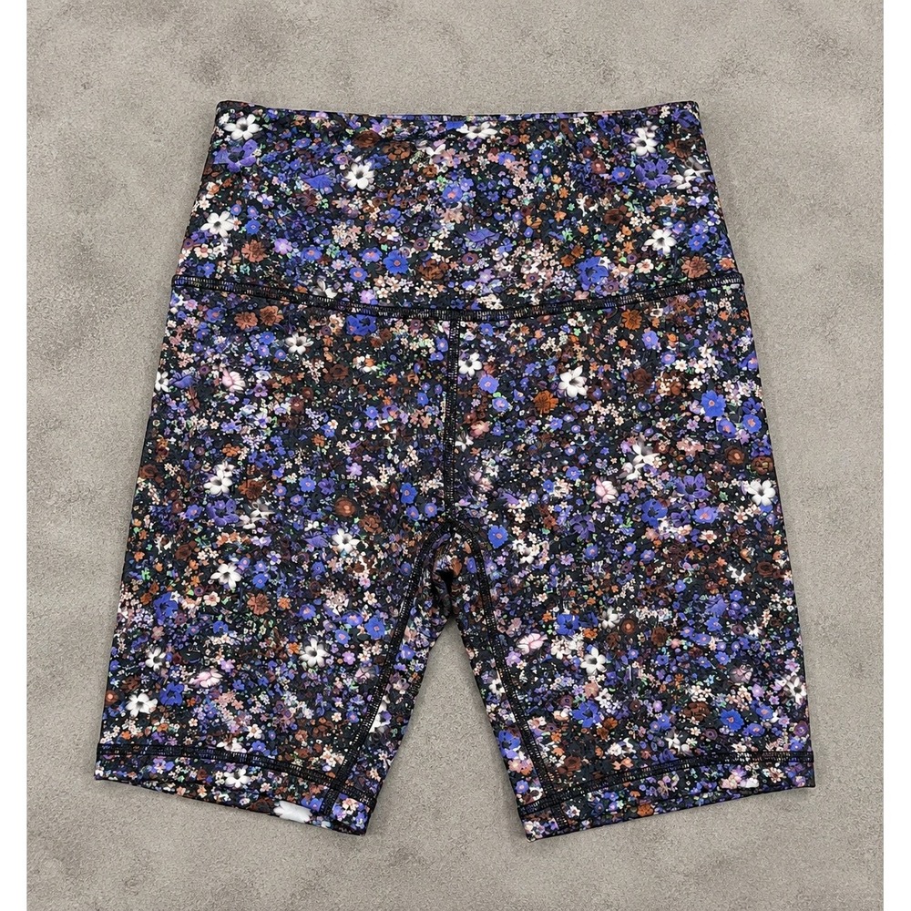 Lululemon Align High-Rise Biker Shorts 6" Floral Nulu Purple Blue Black Size 4